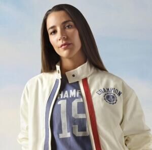 Champion Cropped Track Windbreaker Jacket Striped Sporty Off-Duty Off-White M